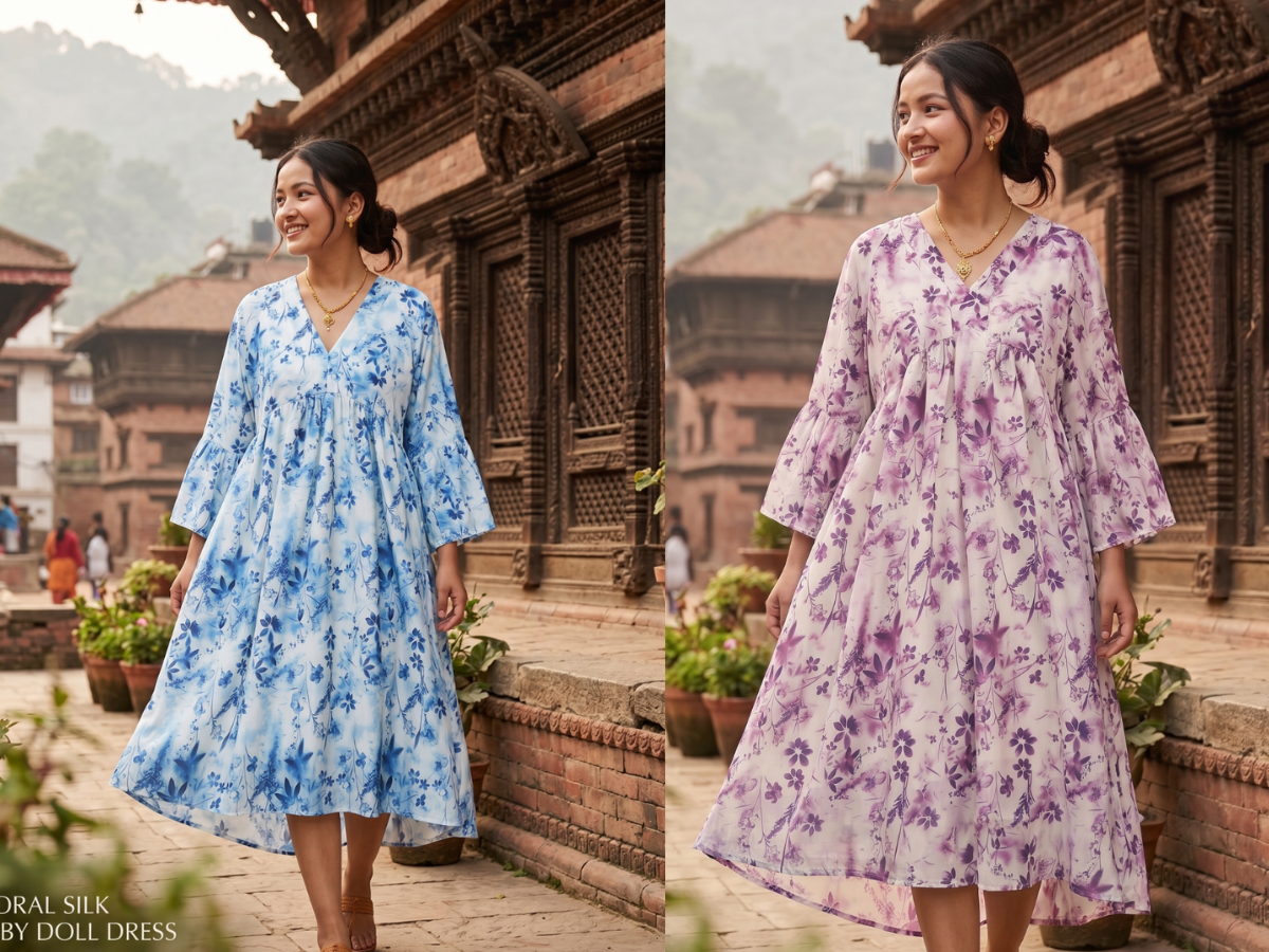 Floral One Piece Baby Doll Dress for Women – Elegant, Lightweight